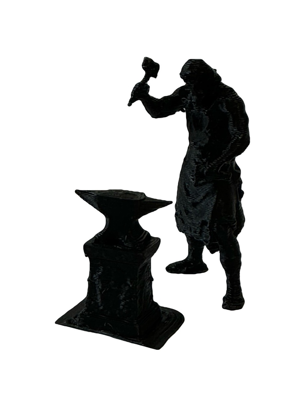 Black Hephaistos 3D Printed Figurine with Anvil